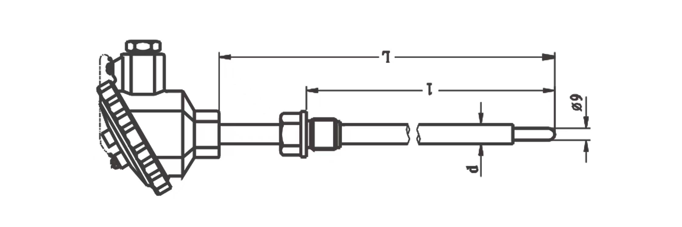 waterproof thermocouple with nut for screw mounting