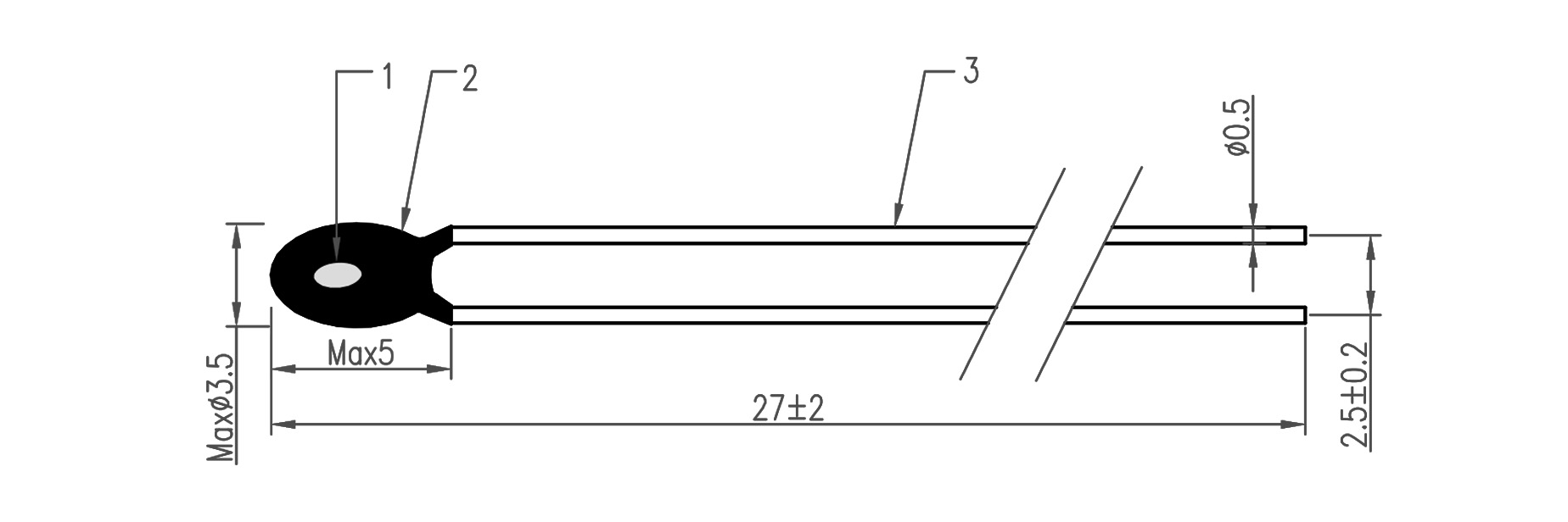 2k ohm, 3540k NTC thermistor