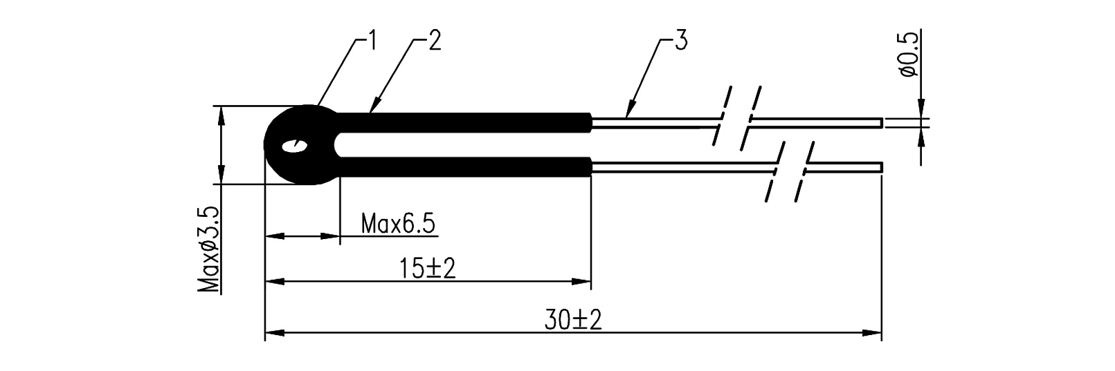 R 100K, B 3950 NTC thermistor